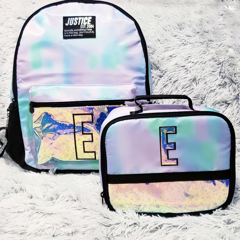 Justice Tie Dye Space Shaky Backpack and Lunchbox